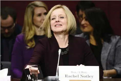  ?? SEAN KILPATRICK/THE CANADIAN PRESS ?? Alberta Premier Rachel Notley says Bill C-69 is shrouded in uncertaint­y and could discourage the building of new pipelines. She was among western leaders who have raised concerns about the bill during Senate committee hearings Thursday in Ottawa.