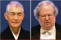  ?? Sam Yeh/AFP ?? Tasuku Honjo e James P. Allison foram premiados por descoberta de tratamento por inibição da regulação imunológic­a negativa