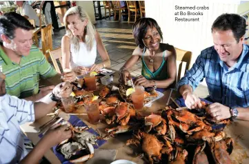 ??  ?? Steamed crabs at Bo Brooks Restaurant