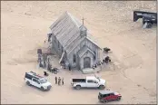  ?? JAE C. HONG — THE ASSOCIATED PRESS FILE ?? This aerial photo shows the Bonanza Creek Ranch in Santa Fe, N.M., used as a movie set for the film “Rust.”