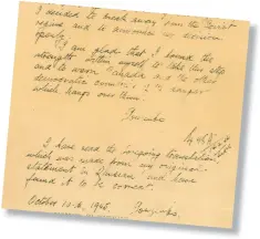  ?? CANADIAN PRESS FILES ?? A copy of the final page of a statement made by Igor Gouzenko in October 1945 after he defected and revealed a Soviet espionage ring in Canada.