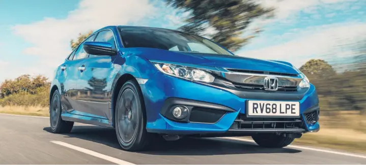  ??  ?? The ever-popular and reliable Honda Civic – this is the latest four-door model