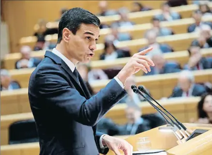  ?? EMILIA GUTIÉRREZ ?? El presidente del Gobierno, Pedro Sánchez, ayer en el Senado