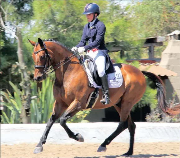  ?? PICTURE: SUPPLIED ?? Nicola Mohr on Sportschu, racehorse-turned-dressage champion.