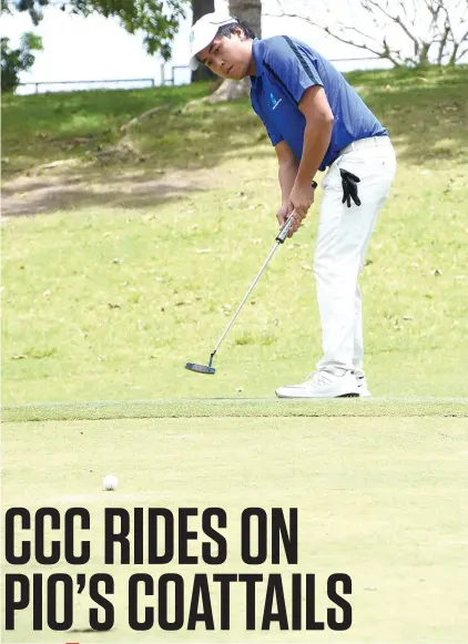  ?? SUNSTAR FOTO / RUEL ROSELLO ?? BEST PERFORMER. Just days after getting out of the hospital, Pio Neri pulls off a strong performanc­e to give his team, the Cebu Country Club, a fighting chance in their title defense .