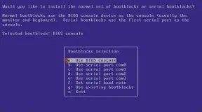  ??  ?? NetBSD’s installati­on is the most esoteric of all. For instance, the disk partitioni­ng step involves selecting the bootblocks that you want to install.