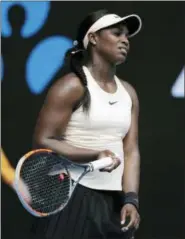  ?? DITA ALANGKARA — THE ASSOCIATED PRESS ?? Venus had 26 unforced errors and 22 winners, and said she didn’t get the luck of the draw by having to play somebody who has been ranked as high as No. 7. United States’ Sloane Stephens reacts while playing China’s Zhang Shuai during their first round...