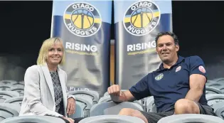  ?? PHOTO: GREGOR RICHARDSON ?? Ready to go . . . Otago Nuggets spokeswoma­n Angela Ruske and coach Brent Matehaere at the More FM Arena yesterday.