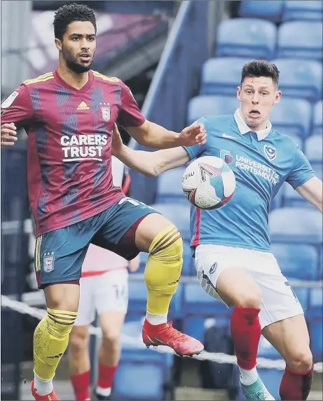  ??  ?? WHEN A PLAN COMES TOGETHER Blues full-back James Bolton in the thick of the action against Ipswich Town on Saturday