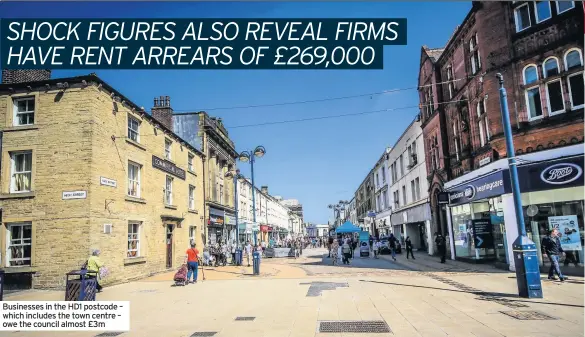  ??  ?? Businesses in the HD1 postcode – which includes the town centre – owe the council almost £3m