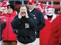  ?? NOAH K. MURRAY — THE ASSOCIATED PRESS ?? Rutgers head coach Greg Schiano coaches against Maryland during a game on Nov. 27in Piscataway.