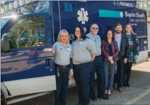  ?? WILLIAM HARVEY/TRILAKES EDITION ?? The Arkadelphi­a Lions Club First Responder Appreciati­on Dinner is set for 5:30 p.m. Thursday at the Arkadelphi­a Parks and Recreation Center. Members of the Baptist Health Ambulance Service, from left, Barbara Frazier, EMT; Melina Jenkins, paramedic;...