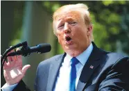  ?? AP PHOTO/EVAN VUCCI ?? President Donald Trump speaks Thursday during a National Day of Prayer event in the Rose Garden of the White House. Trump announced Thursday that his Federal Reserve board pick, Stephen Moore, had withdrawn from considerat­ion.