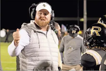  ?? Jeremy Stewart, file ?? Rhett Parson returns as offensive coordinato­r and offensive line coach for the Yellow Jackets in 2021. He is one of several coaches on Biff Parson’s staff who have been with him for the last few years.