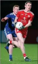  ??  ?? IN FORM: Ben McDonnell (right) evades Monaghan’s Kieran Duffy