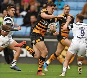  ?? ?? Ross Neal on the rampage for Wasps against the Bristol Bears