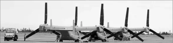  ?? — Photo by Gary Hebbard/the Telegram ?? St. John’s Internatio­nal Airport U.S. Marine Corps V-22 Ospreys, July 18.