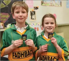  ?? Photo by Michelle Cooper Galvin ?? Allyn O’Shea and Sarah O’Connor from Fybough National School will compete in the Munster under-11 handball championsh­ips on Saturday.