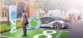  ?? COURTESY OF GO STATION ?? Go-Station’s first electric car charging site, which will open at Winrock Town Center in late February, is designed to look like this artist’s mock up.