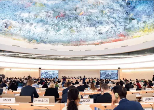  ?? ?? The UN Human Rights Council in session at the UN Office at Geneva, Switzerlan­d, to review China’s human rights record on January 23. Representa­tives from over 120 countries highlighte­d China’s human rights progress