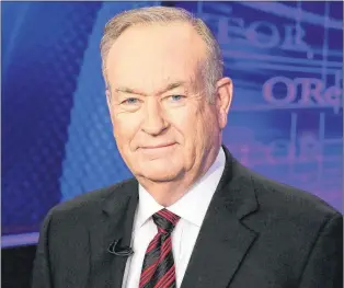  ?? AP PHOTO/RICHARD DREW, FILE ?? This Oct. 1, 2015 file photo shows Bill O’reilly of the Fox News Channel program “The O’reilly Factor” in New York.