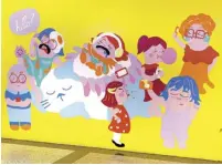  ??  ?? On your way to Top of the Glo, spot these colorful wall murals by Philippine-based illustrato­r Winnie Wong. Dubbed GloKada, the murals feature seven characters that represent the different types of shoppers in Glorietta.