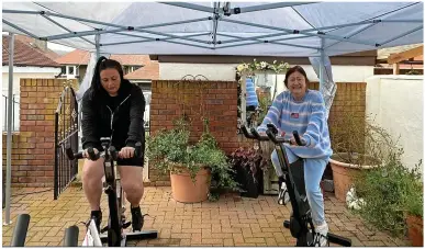  ?? ?? Above, Debbie Evans and daughter Becki; below, left and right, some of the 12 months of challenges undertaken through 2021