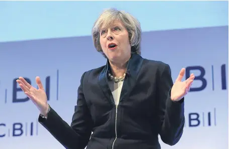  ?? Picture: PA. ?? Prime Minister Theresa May speaking to the Confederat­ion of British Industry conference in London.