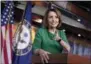  ?? J. SCOTT APPLEWHITE — THE ASSOCIATED PRESS ?? House Democratic Leader Nancy Pelosi of California, meets with reporters at her weekly news conference on Capitol Hill in Washington, Thursday.