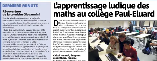  ?? (Photo P. F.) ?? Des élèves de CM, en binômes avec des collégiens de e, ont participé au concours “Calculatis”.