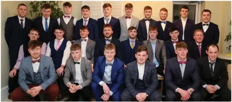  ??  ?? Kilshannin­g U21 Hurling Team pictured with their trainers and mentors at the Club Victory Social at Springfort Hall Hotel.