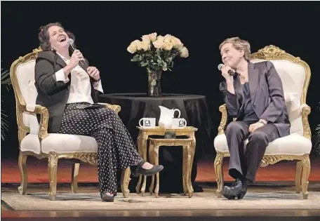  ?? Ana Venegas For The Times ?? JULIE ANDREWS, right, talks therapy, swearing in front of Walt Disney and more with The Times’ Mary McNamara at the Orpheum.