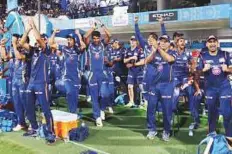  ?? Courtesy: IPL ?? Mumbai Indians players celebrate their victory against Kolkata Knight Riders during the second qualifier on Friday.