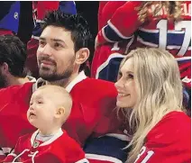  ?? COURTESY OF MONTREAL CANADIENS ?? Carey Price‘s wife Angela, right, felt the need to take to Instagram to dispel rumours that were circulatin­g about why her husband wasn’t playing for the Canadiens.