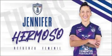  ?? ?? Jenni Hermoso posa con la camiseta de su nuevo equipo, el Pachuca mexicano.