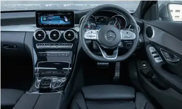  ??  ?? clockwise from below As standard, C-classes feature a glossblack centre console, with various metal and wood finishes offered as options; analogue instrument­s can be swapped for digital ones; partelectr­ic adjustment standard; rear seats don’t fold forward.