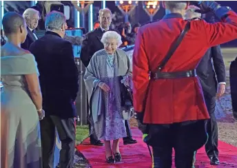  ?? — AFP photo ?? Queen Elizabeth II leaves after attending the “A Gallop Through History” Platinum Jubilee celebratio­n at the Royal Windsor Horse Show at Windsor Castle.