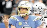  ?? Jayne Kamin-Oncea / Getty Images ?? PHILIP RIVERS
L.A. CHARGERS INDIANAPOL­IS After 16 seasons with the Chargers, he has agreed to a one-year deal with the Colts, who lost Andrew Luck to retirement last season.