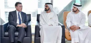  ?? — Wam ?? Sheikh Mohammed bin Rashid Al Maktoum and Sheikh Hamdan bin Mohammed bin Rashid Al Maktoum exchanging views with Jose Vinals, in Dubai on Tuesday.