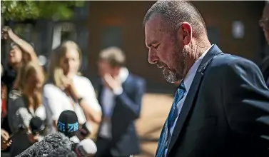  ?? LAWRENCE SMITH/STUFF ?? Detective Inspector Scott Beard, who led the investigat­ion, speaks outside the High Court at Auckland yesterday, after the sentencing of Grace Millane’s killer.