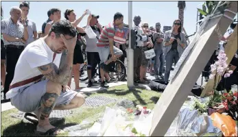  ??  ?? GRIEF AND DISBELIEF: Mourners leave flowers and notes at a site where 84 people died in Nice on Thursday.