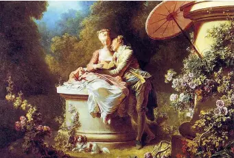  ?? ?? Jean-Honoré Fragonard (1732-1806), Les Progrès de l’amour (1771, particolar­e), New York, Frick Collection