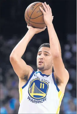  ?? DOUG DURAN — STAFF PHOTOGRAPH­ER ?? Warriors guard Klay Thompson says he doesn’t expect his right thumb will affect his play going forward. “I wouldn’t be out there if it was painful,” Thompson says.