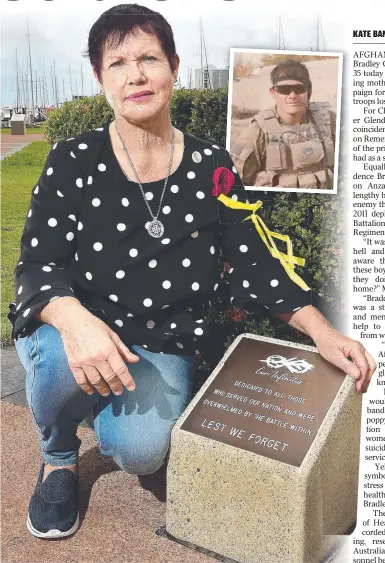  ??  ?? Glenda Weston lost her soldier son Bradley, inset, to suicide.