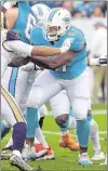  ?? AP ?? Offensive lineman Laremy Tunsil plans to wear a shoulder brace against the Ravens, whose defensive front includes his former high school teammate.