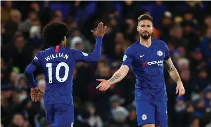  ??  ?? Chelsea’s Willian and Olivier Giroud are among the players whose contracts expire on 30 June. Photograph: Hannah McKay/Reuters