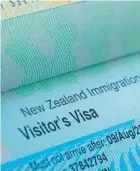  ??  ?? A New Zealand visitor’s visa.