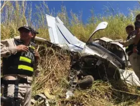  ?? MSP ?? La aeronave quedó destrozada tras el impacto en la ladera.