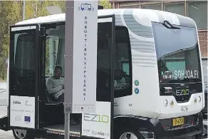  ?? EASYMILE ?? This self-driving EZ10 shuttle bus is operating as part of a pilot project being conducted in Helsinki, Finland.