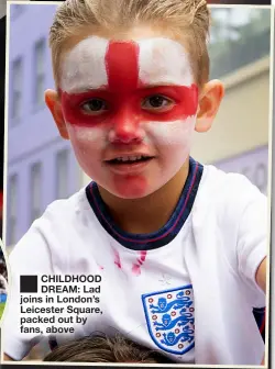  ??  ?? CHILDHOOD DREAM: Lad joins in London’s Leicester Square, packed out by fans, above